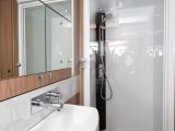 The fully-lined shower cubicle gives caravanners lots of space for their abultions
