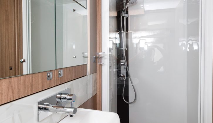 The fully-lined shower cubicle gives caravanners lots of space for their abultions