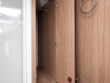 You get a pair of wardrobes in this washroom (this is the smaller one) – impressive for a two-berth