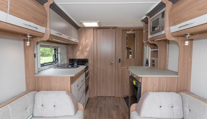 There is a pleasing sense of space in this 2.31m-wide new-for-2018 caravan