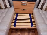 The sofas make up into a 1.98m x 1.87m double bed using these well-manufactured pull-out slats