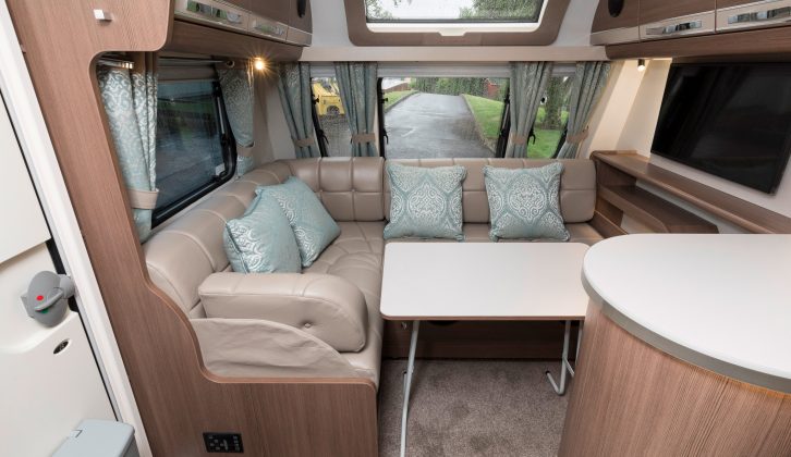 Deploy the freestanding dining table at mealtimes in this new-for-2018 Buccaneer caravan