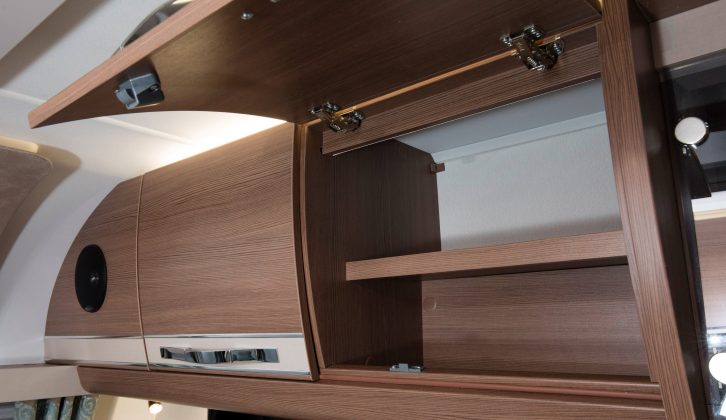There are four overhead lockers in the lounge and two more in the master bedroom at the back of the van