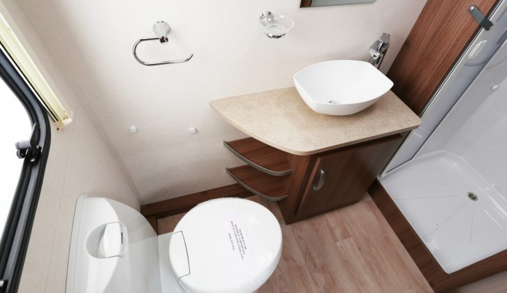 The Venus 570/4's full-width washroom at the rear doesn't have an electric-flush toilet