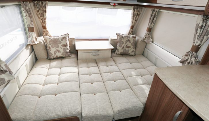 The aluminium slide-out section means seating easily makes up into a comfortable 1.98 x 1.53m double bed