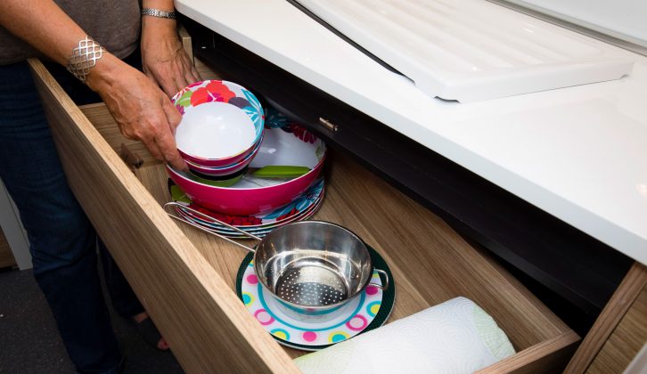 All the drawers in this Adria caravan's kitchen are a very good size