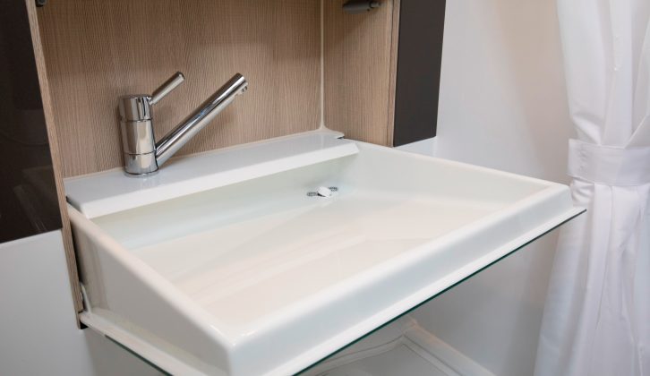 The fold-down sink is a stylish design and easy to operate