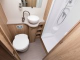 The Xplore 422's well-planned side washroom has a fully lined shower cubicle