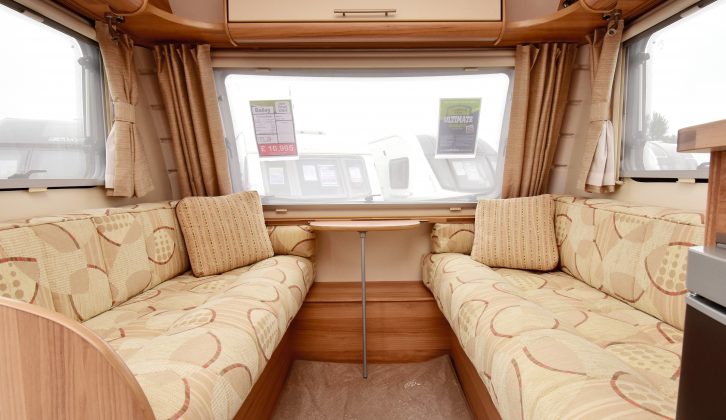 The upholstery in this van has remained supportive and the 430/4's front lounge is quite spacious, although the front overhead locker is a bit too small for bulky items