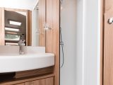 The 480's shower is a good size and has a bi-fold door