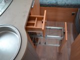 There's also a cutlery drawer and this neat, pull-out racking in the T@B 400 TD's side kitchen