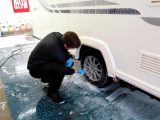 Don't forget your caravan's alloy wheels – use a brush on hard-to-reach places