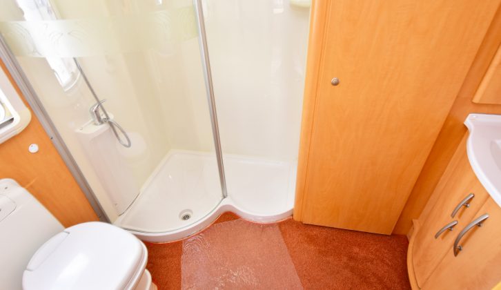 This is a great end washroom with a large shower cubicle and impressive storage – check here for any signs of damp