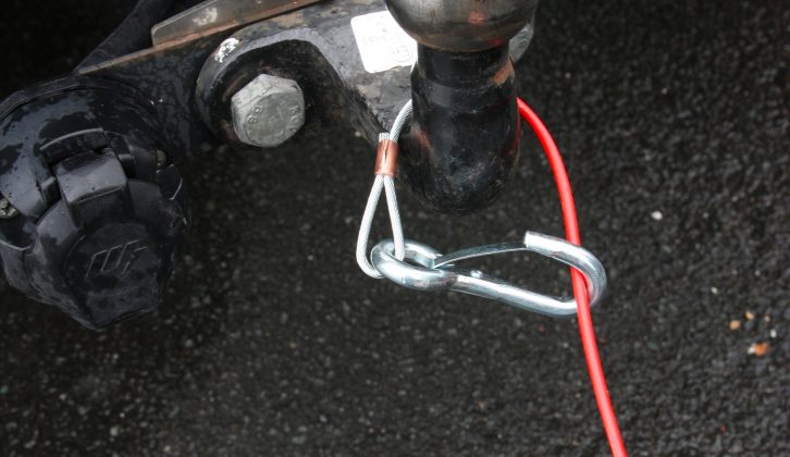 Here you see a clip-type breakaway cable correctly attached in the absence of a dedicated attaching point