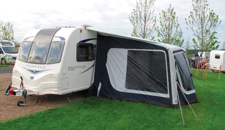 The 27.5kg Tide 320SA is from Outwell's mid-market range of caravan awnings and has a £999.99 price