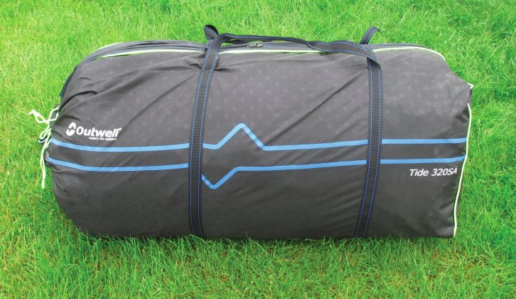 This awning's pack size is 45cm x 90cm and single-point inflation makes it much easier to assemble