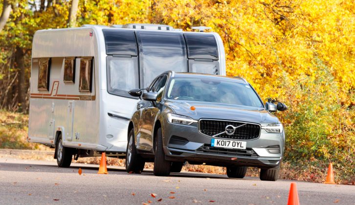 The Volvo XC60 gave a good account of itself in the lane-change test – however hard we pushed, it was never pulled off course