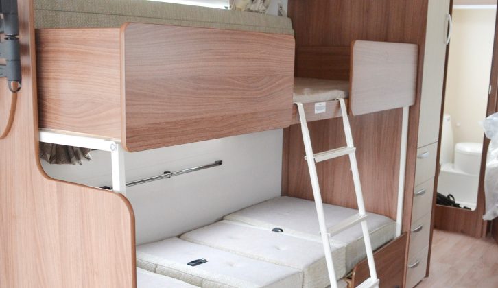 The dinette is easy to transform into bunk beds and there's a curtain to pull round this area at bedtime