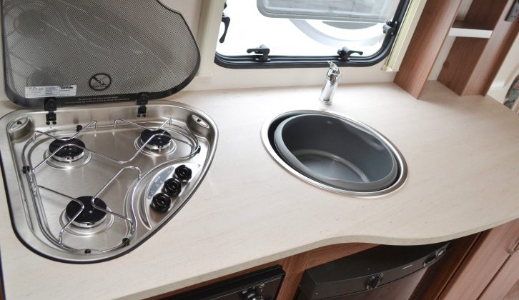 The angled hob helps make best of the available space and there's a microwave overhead