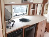 The kitchen is a strong point of the Venus 620/6 with a lot of space – note you only get a combined oven/grill and just a 95-litre fridge