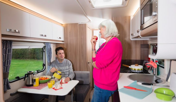 The Swift Sprite Major 6's side dinette will seat two adults in comfort