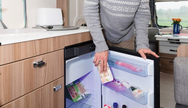 There's also a Dometic 100-litre fridge with removable freezer in the kitchen of this Sprite caravan