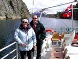 Anne and Jack on deck during a boat trip on a fjord in Norway