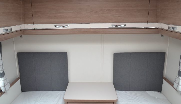 The fixed twin single beds at the rear of the Compass Capiro 574 are 7.10m x 1.86m (2'4" x 6'1")