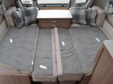 The front make-up double bed measures (1.13m x 1.99m/3'8" x 6'6")