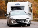 The Hyundai i30 Tourer changed lane crisply and gripped securely, with no pushing or shoving from the caravan
