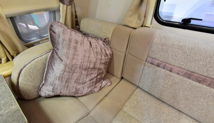 There's a touch of mauve in the bespoke upholstery supplied in the Elddis Osprey 866 dealer special edition