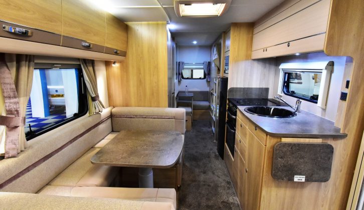The side dinette in the six-berth Elddis Osprey 866 provides a great place for all the family to have a meal