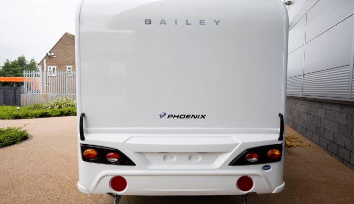 A flush-fit impact-resistant rear bumper with built-in grab handles is fitted to all models in the new Bailey Phoenix caravan range