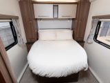 The comfortable foam mattress on the fixed island bed in the Bailey Phoenix 640 uses Ozio high-density filling to keep the weight down