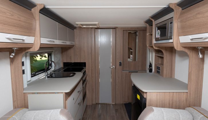 There's a real feeling of space in the midships kitchen area of the Coachman VIP 460