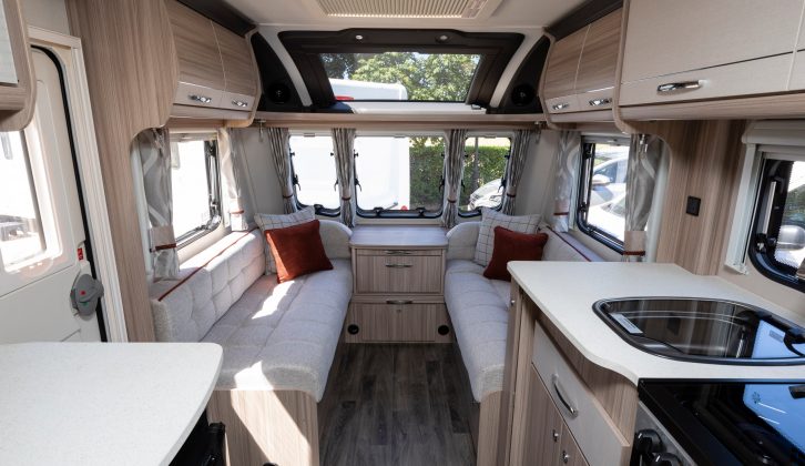 With seven windows on hand to provide plenty of natural light, the front lounge of the 2019 Coachman Vision 575 is a pleasant place to be
