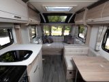 The Coachman Pastiche 470 has a distinctive floorplan, with an L-shaped lounge in lieu of the typical parallel lounge arrangement