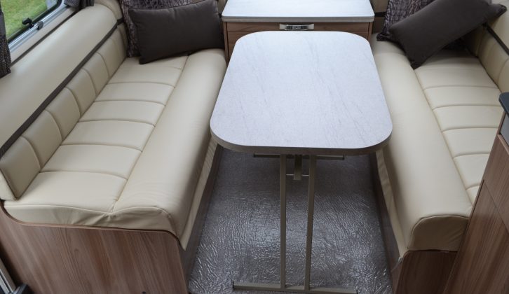 As an alternative to the 'Darwin' fabric soft furnishings in Elegance Grande models, buyers can specify SwiftShield stain-resistant seating