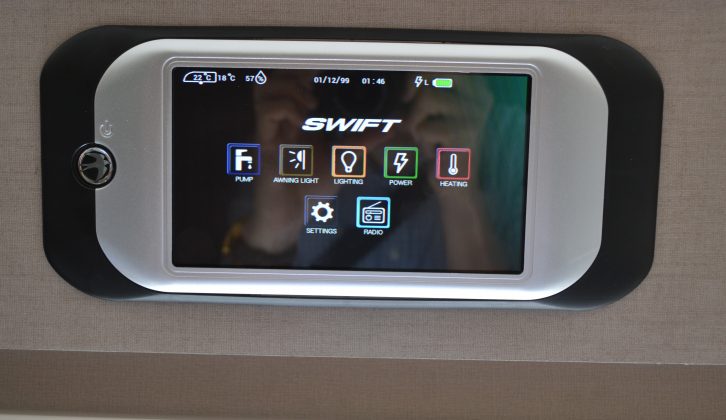 Here at Practical Caravan, we're particularly excited by the revised Swift Command control panel for Swift's 2019 tourers. It's a 7in touchscreen with a rich colour display and offers added functionality over last year's version