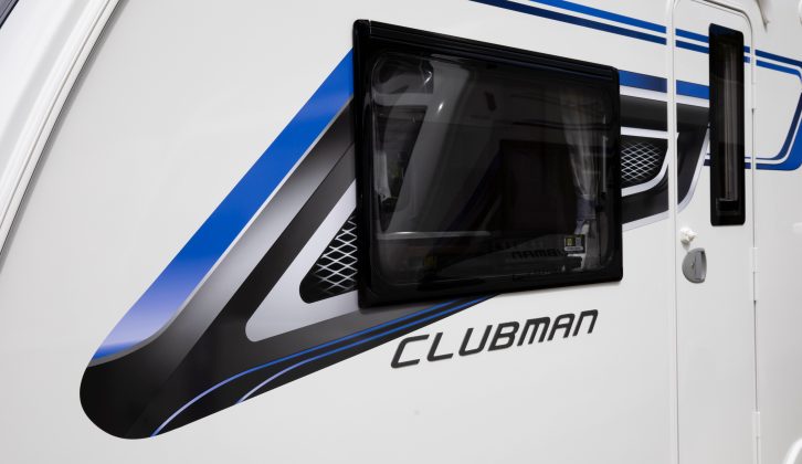 The new exterior graphics scheme adorning 2019 Lunar Clubman vans. Model pictured is the French-bed four-berth SE
