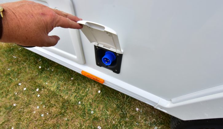 The Bailey Phoenix 420's mains hook-up connection is on the nearside. No side battery box is fitted, either