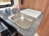 The Bailey Phoenix 420's kitchen sink is large and has a clip-on drainer