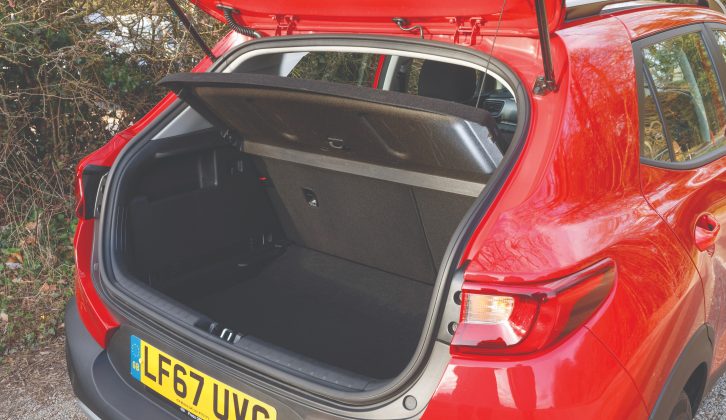 Boot space in the Kia Stonic with the seats up is tight, says Practical Caravan's Tow car editor, David Motton