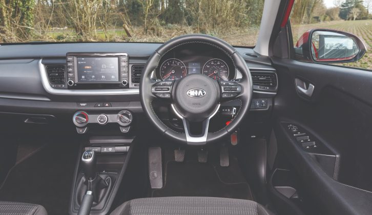 Even tall drivers will be happy behind the wheel of the Kia Stonic. The controls are easy to use but the plastics feel fairly cheap, says Practical Caravan's tow car editor David Motton