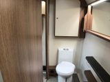 Another view of the end washroom in the new Bailey Pegasus Grande Brindisi. There's a handy cupboard above the cassette toilet