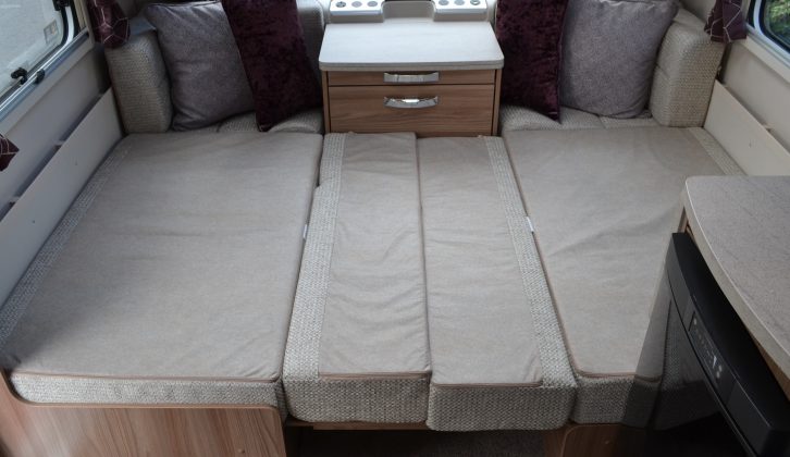 The front lounge provides a long, but not very wide, double bed
