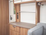 The sideboard and overhead lockers offer ample storage for two