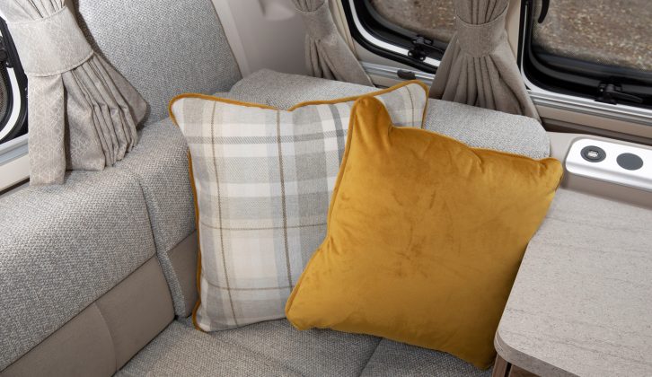 The choice of scatter cushions really suits the overall style of the caravan, and is somewhat more subdued than Swift's own colour scheme