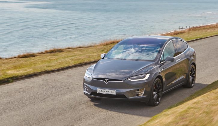 The Tesla Model X can be fitted with a towing pack that allows the car to tow 2250kg
