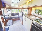 The L-shaped lounge works well and has great natural light flooding in through the sun roof, skylight and side window; the smart movable seat has a hidden bonus of extra storage space inside